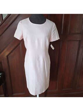 Talbots Pink Short-Sleeve Sheath Dress Italian Fabric Size 4 Nwt